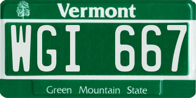 VT license plate WGI667