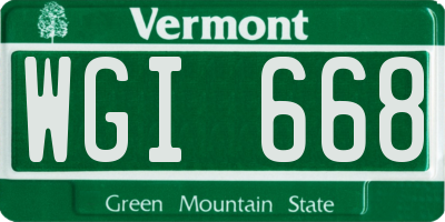 VT license plate WGI668