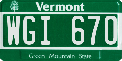 VT license plate WGI670
