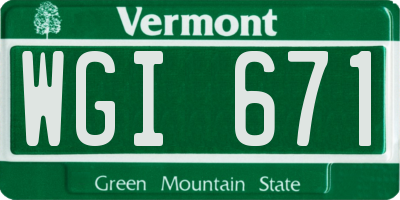 VT license plate WGI671