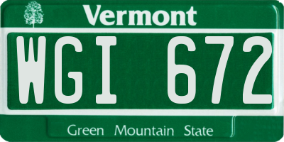 VT license plate WGI672