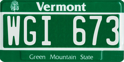VT license plate WGI673
