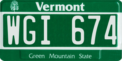 VT license plate WGI674