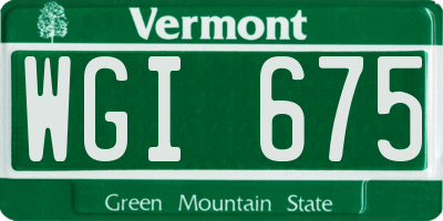 VT license plate WGI675