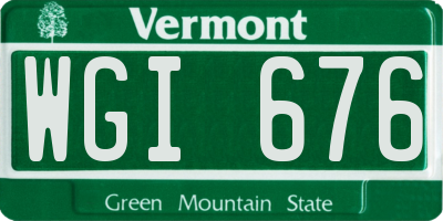 VT license plate WGI676