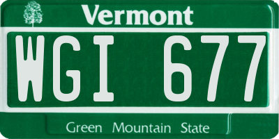 VT license plate WGI677