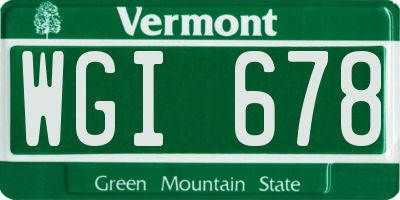 VT license plate WGI678