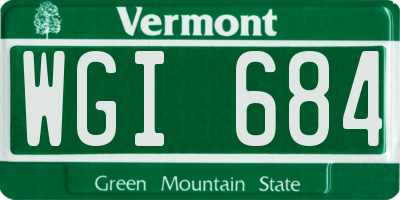 VT license plate WGI684