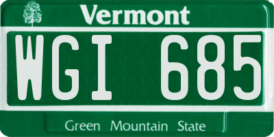 VT license plate WGI685