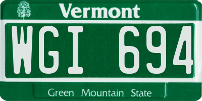 VT license plate WGI694