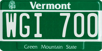 VT license plate WGI700
