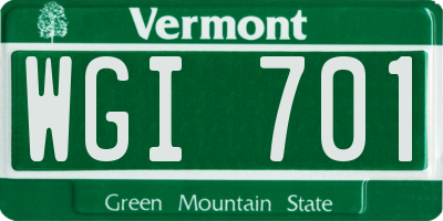 VT license plate WGI701