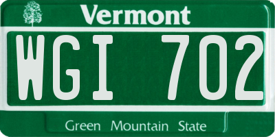 VT license plate WGI702