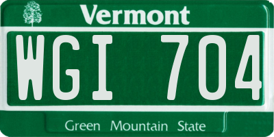 VT license plate WGI704