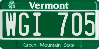 VT license plate WGI705