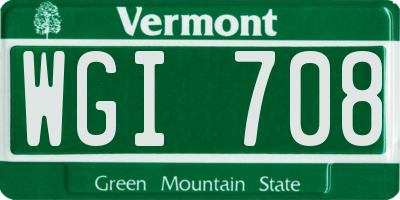 VT license plate WGI708