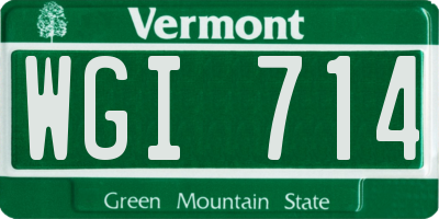 VT license plate WGI714