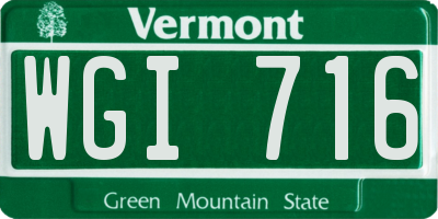 VT license plate WGI716