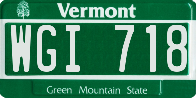 VT license plate WGI718