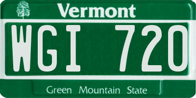 VT license plate WGI720