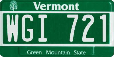 VT license plate WGI721