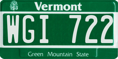 VT license plate WGI722