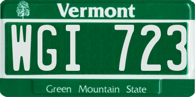 VT license plate WGI723