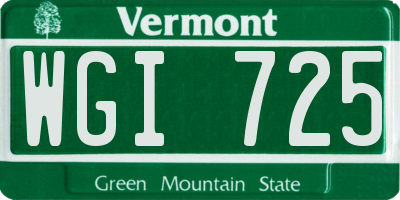 VT license plate WGI725