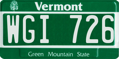 VT license plate WGI726