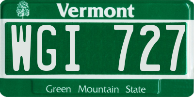 VT license plate WGI727
