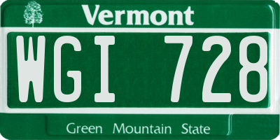 VT license plate WGI728