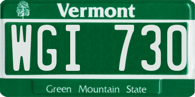 VT license plate WGI730