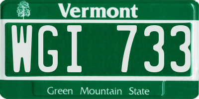 VT license plate WGI733