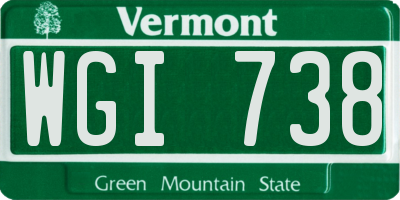 VT license plate WGI738