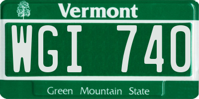 VT license plate WGI740