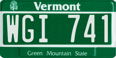 VT license plate WGI741