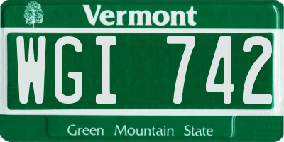 VT license plate WGI742