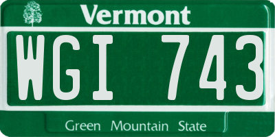 VT license plate WGI743