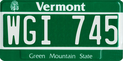 VT license plate WGI745