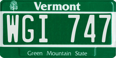 VT license plate WGI747