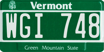 VT license plate WGI748