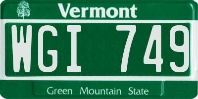 VT license plate WGI749