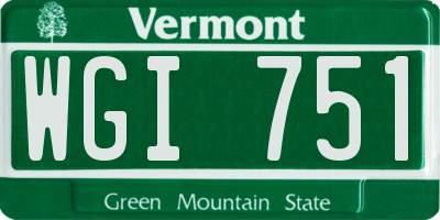 VT license plate WGI751