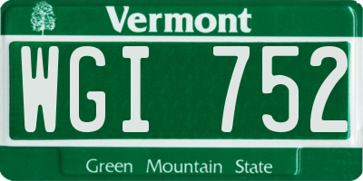 VT license plate WGI752