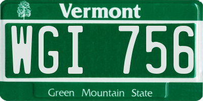VT license plate WGI756