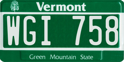 VT license plate WGI758
