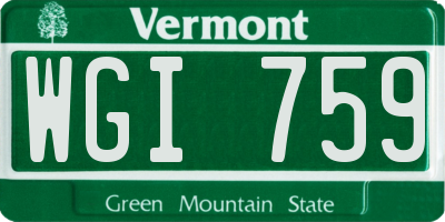 VT license plate WGI759