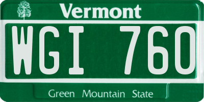 VT license plate WGI760