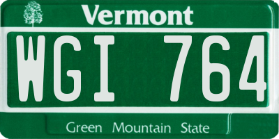 VT license plate WGI764
