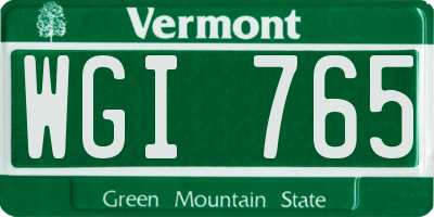 VT license plate WGI765